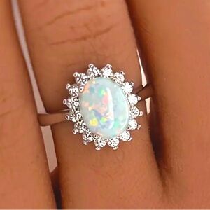 NEW~ BoHo Ring w/ Faux Opal & Rhinestones